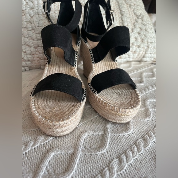 INC Black Faux Suede Side Buckle Catianna Wedge Women’s size 7.5 - Picture 10 of 12